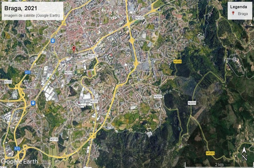 braga - imagem de satélite google earth - o rio este e as alterações climáticas em bragaitar - 1948 - rio este e as alterações climáticas